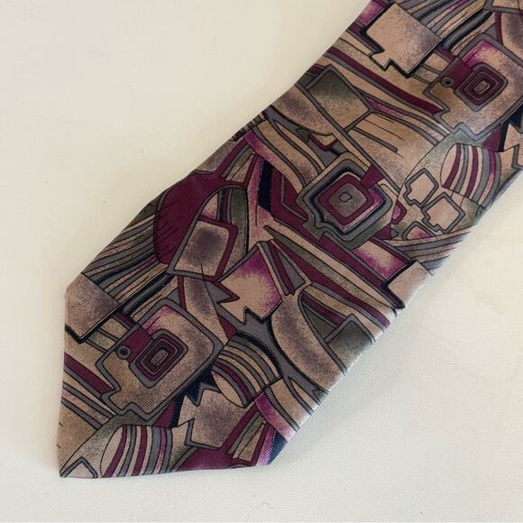 Harve Benard Men's Multicolor Abstract Adjustable Pure Silk Pointed Neckties - Picture 2 of 4